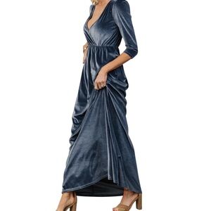 Baltic Born Velvet Maxi Dress Formal Holiday Party Wedding Size Large Blue